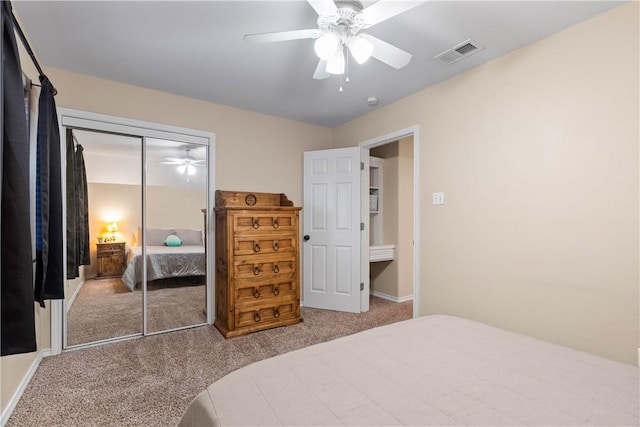 3837 Brockhampton Ct, Corpus Christi, TX 78414 - bedroom with carpet flooring, a closet, and ceiling fan