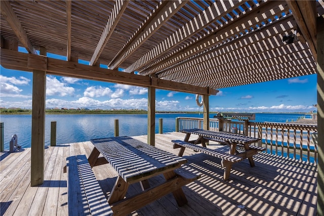 dock area featuring a water view