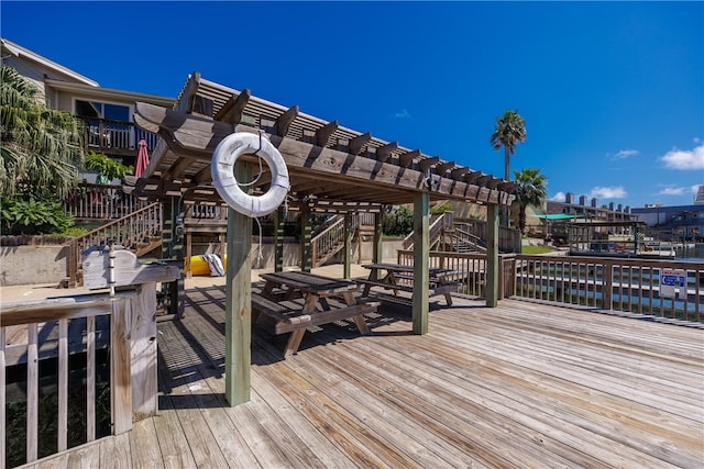 view of dock featuring a pergola