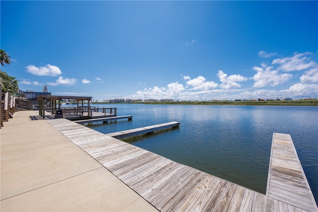 dock area featuring a water view