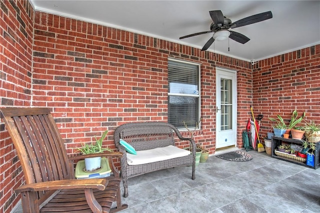 view of patio / terrace with ceiling fan