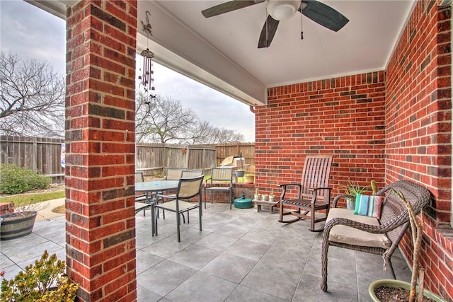 view of patio with ceiling fan