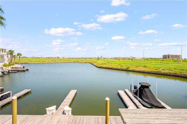 view of dock featuring a water view