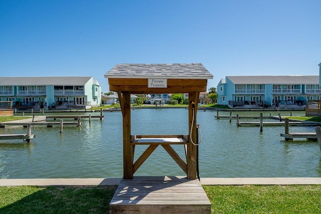 view of dock featuring a water view