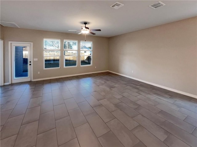 spare room featuring ceiling fan