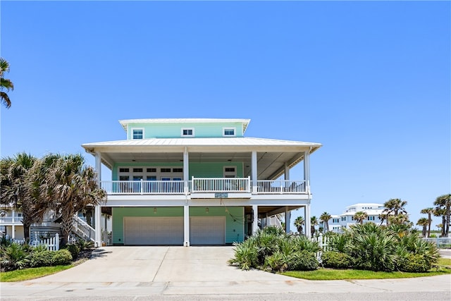 beach home featuring a garage