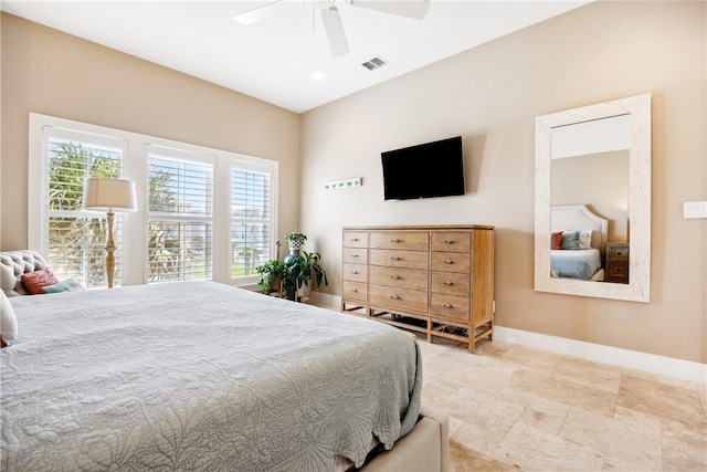 bedroom featuring ceiling fan