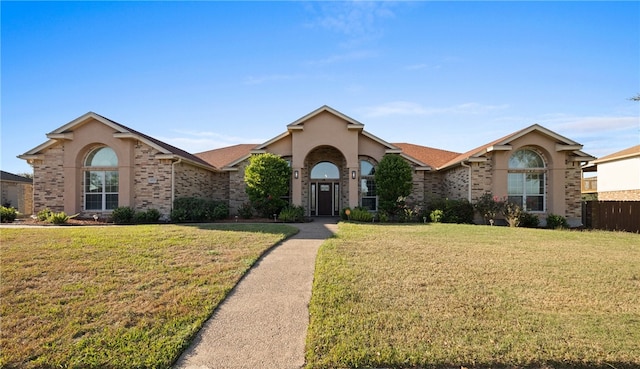 view of front of house with a front lawn