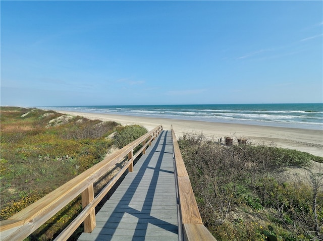 view of water feature featuring a beach view