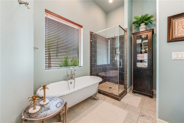 bathroom with plus walk in shower