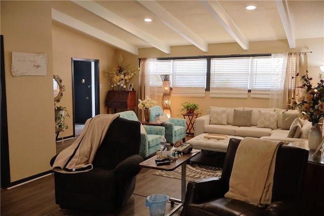 109 Kissling Ave, Robstown, TX 78380 - living area featuring lofted ceiling with beams, a wealth of natural light, and recessed lighting