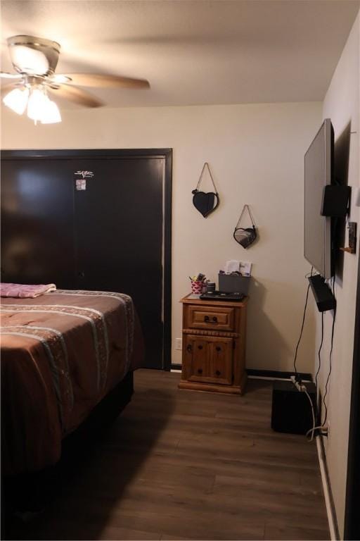 109 Kissling Ave, Robstown, TX 78380 - bedroom with ceiling fan and dark wood-type flooring