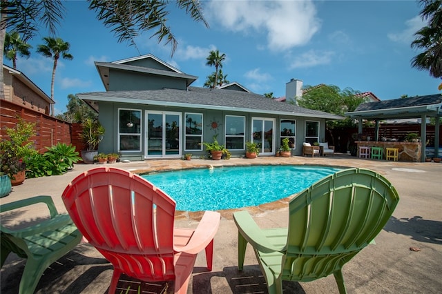 view of pool featuring a patio