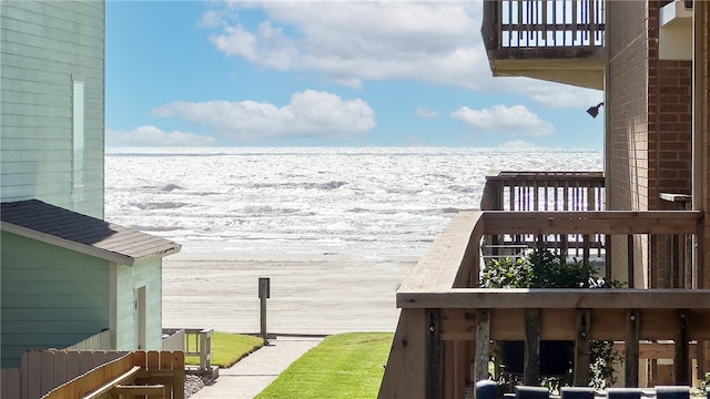 view of water feature featuring a beach view