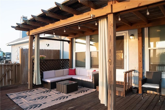 13902 Mingo Cay Ct, Corpus Christi, TX 78418 - wooden deck with an outdoor living space and fence