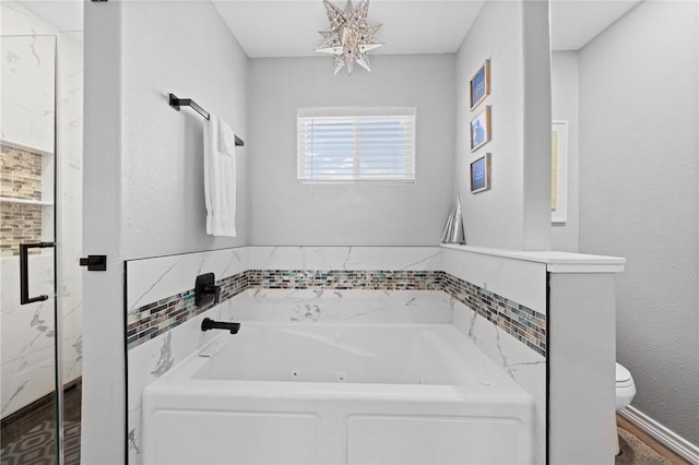 bathroom with toilet and a bathing tub