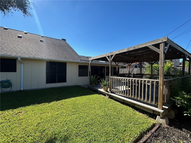 view of yard featuring a deck