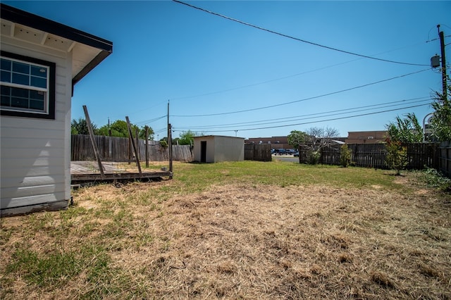 view of yard with a storage shed