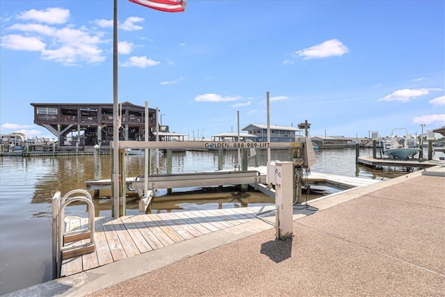 view of dock featuring a water view