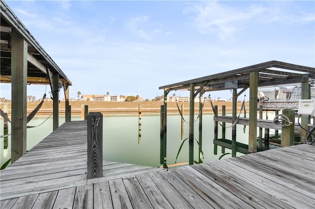 view of dock featuring a water view