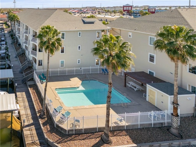 view of swimming pool featuring a patio