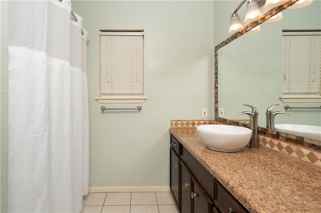 bathroom with vanity and tile patterned floors