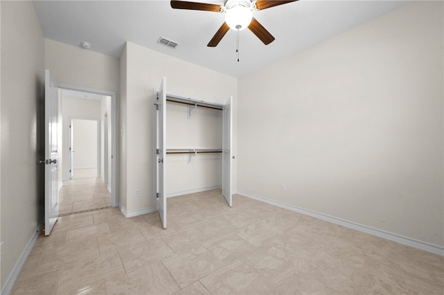13822 Whitecap Blvd, Corpus Christi, TX 78418 - unfurnished bedroom featuring a closet and a ceiling fan