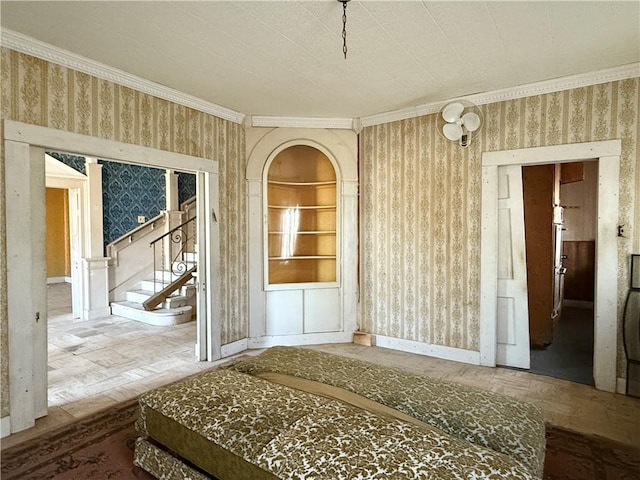 interior space featuring ornamental molding