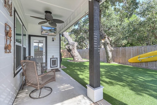 view of patio / terrace with ceiling fan