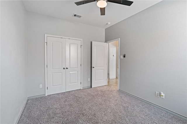 3406 Angelina St, Corpus Christi, TX 78414 - unfurnished bedroom featuring carpet flooring, a closet, and a ceiling fan