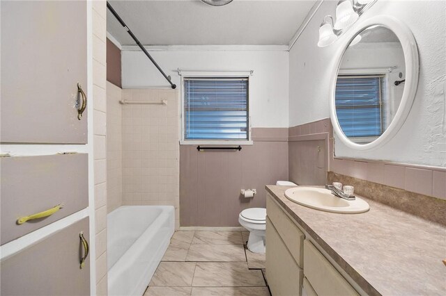 3718 Brushwood, Corpus Christi, TX 78415 - full bathroom with toilet, marble finish flooring, vanity, and shower / washtub combination