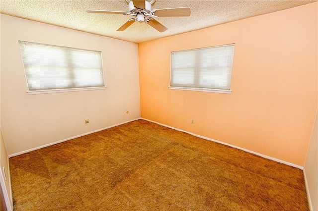 4513 Greensboro Dr, Corpus Christi, TX 78413 - spare room featuring plenty of natural light, a textured ceiling, carpet floors, and ceiling fan