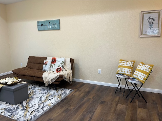 sitting room featuring dark hardwood / wood-style floors