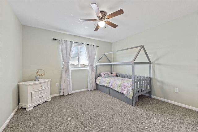 bedroom with carpet and ceiling fan