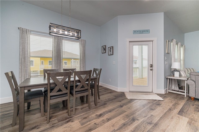 dining room with dark hardwood / wood-style floors