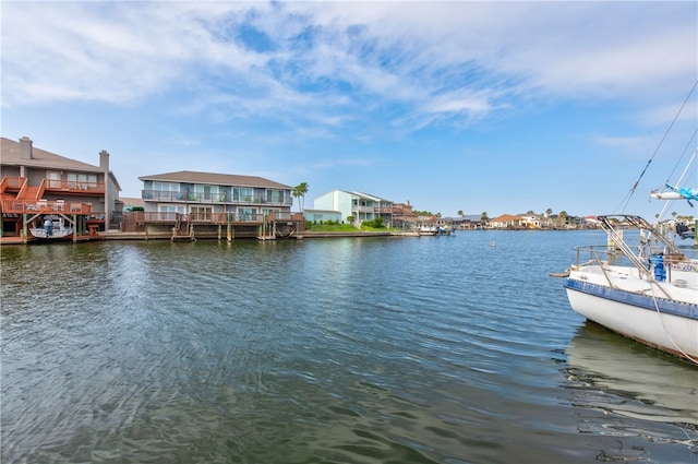 dock area featuring a water view