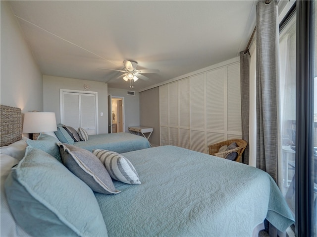 bedroom featuring ceiling fan