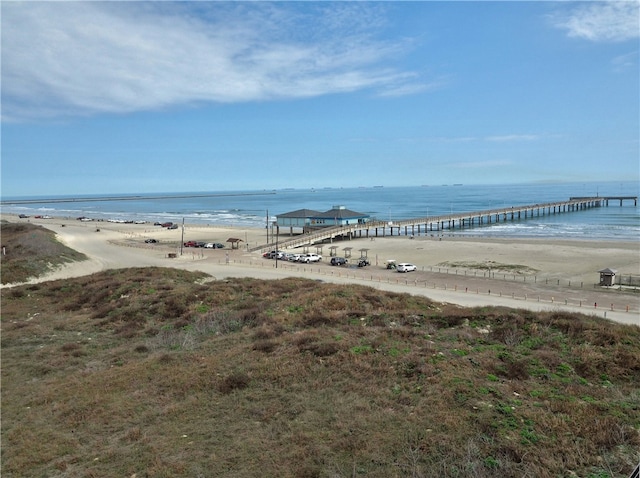 view of water feature featuring a view of the beach