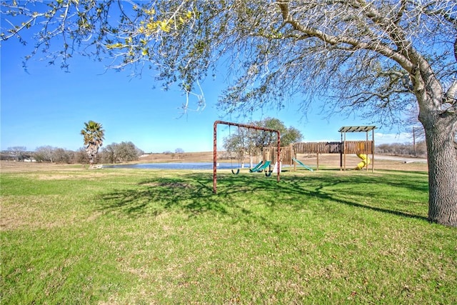 view of yard with a playground