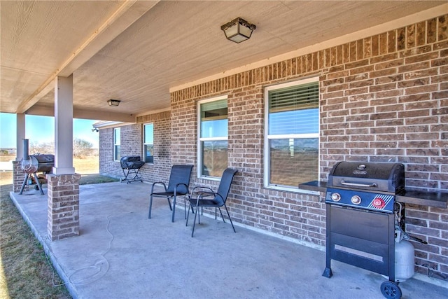 view of patio / terrace featuring a grill