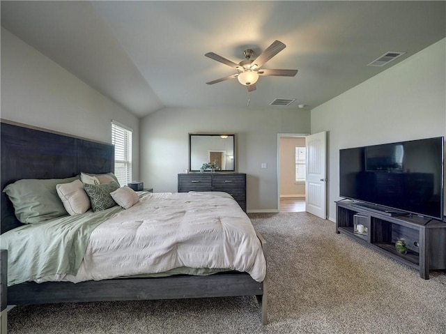 2693 Excelsior Blvd, Corpus Christi, TX 78415 - carpeted bedroom with ceiling fan and vaulted ceiling