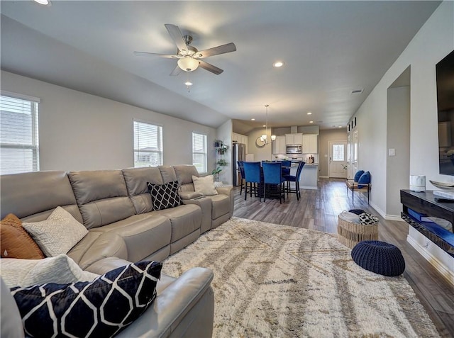 2693 Excelsior Blvd, Corpus Christi, TX 78415 - living area with wood finished floors, ceiling fan, and recessed lighting