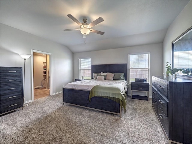 2693 Excelsior Blvd, Corpus Christi, TX 78415 - bedroom featuring carpet flooring, vaulted ceiling, and a ceiling fan