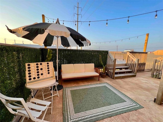 view of patio / terrace featuring an outdoor living space