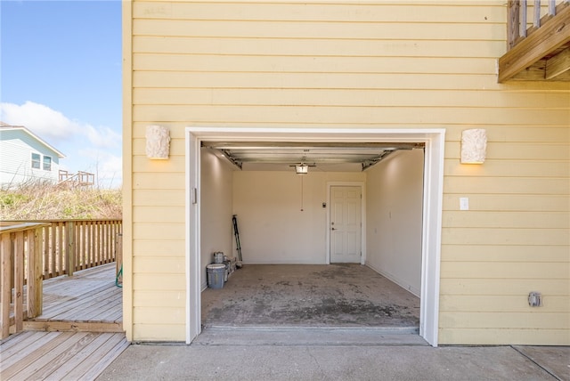 entrance to property with a wooden deck