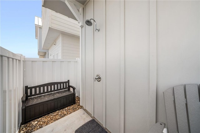 exterior space with board and batten siding