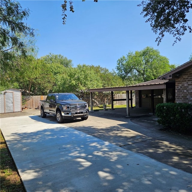 view of parking featuring a carport