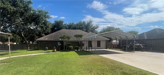 view of front of house featuring a front yard and a carport