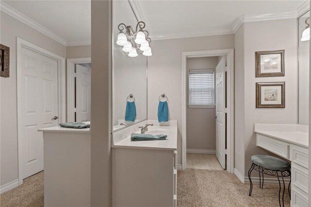 1618 Cantera Bay, Corpus Christi, TX 78418 - full bath featuring vanity, crown molding, baseboards, and a chandelier