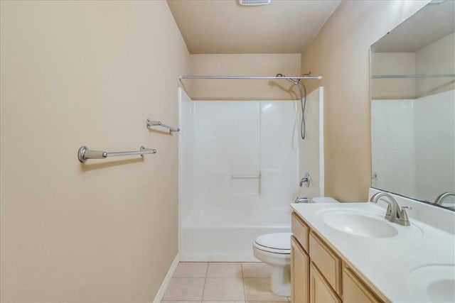6709 Pembrock, Corpus Christi, TX 78414 - full bath featuring toilet, double vanity, tile patterned flooring,  shower combination, and baseboards